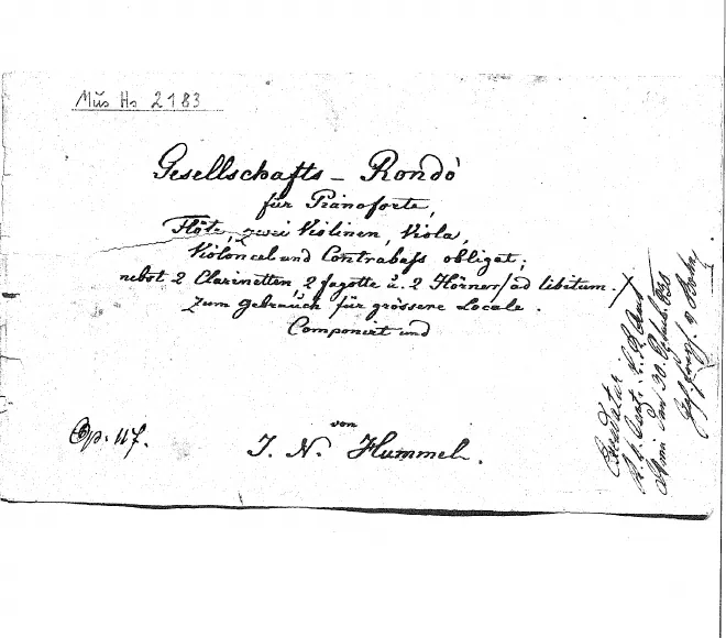 First page of Gesellschafts Rondo for Piano & Orchestra