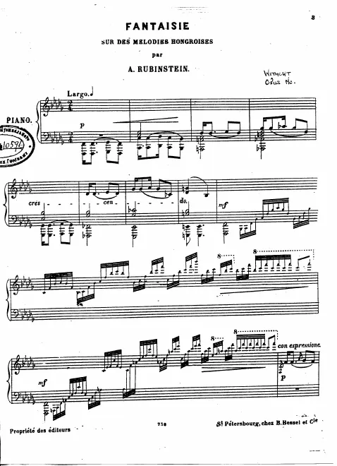 First page of Fantaisie sur des mélodies hongroises