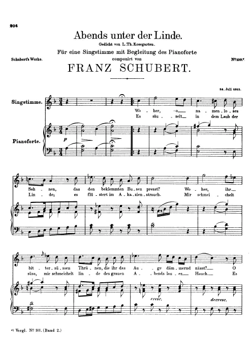 First page of Abends unter der Linde