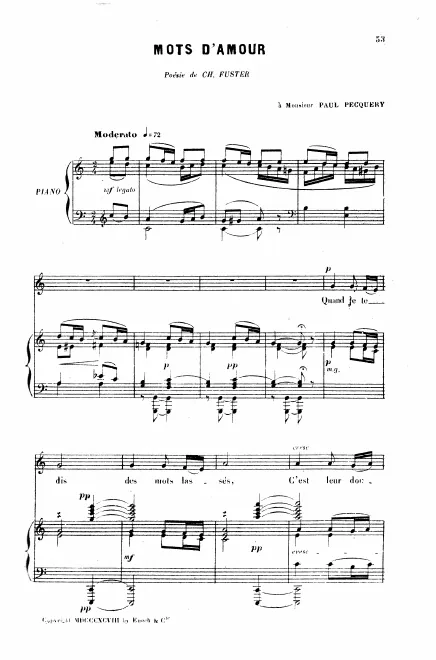 First page of Mots d'amour