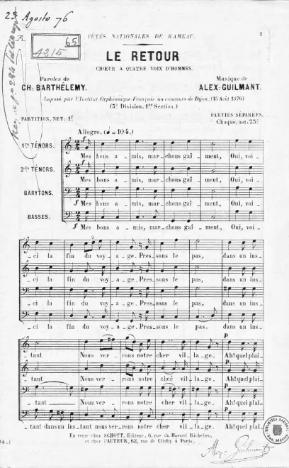 First page of Le retour