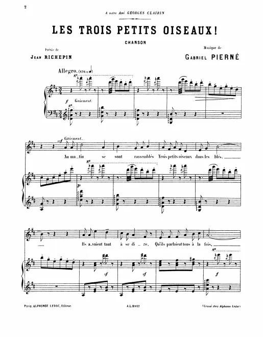 First page of Les trois petits oiseaux