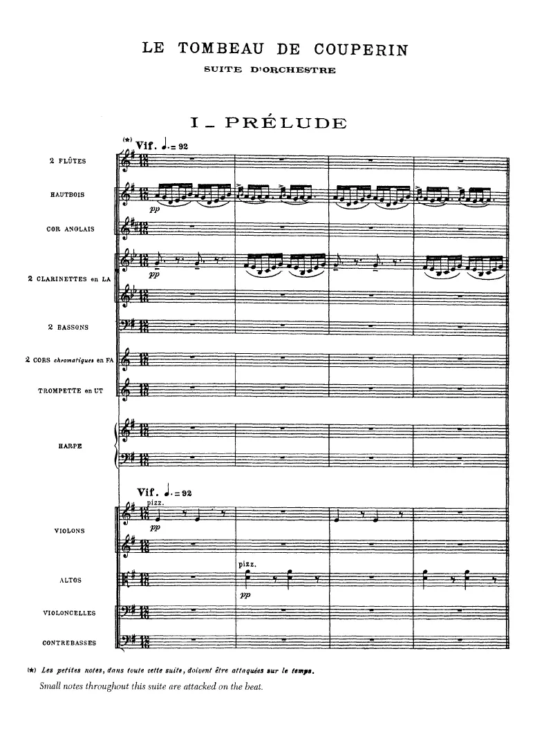 First page of Le tombeau de Couperin