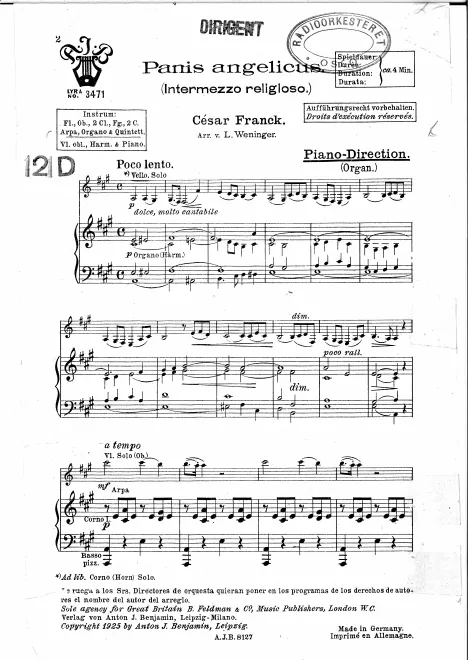 First page of Panis angelicus
