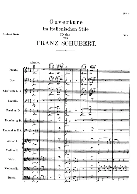 First page of Overture in D major in the Italian style
