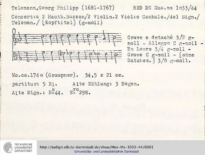 First page of Concerto for 2 Oboes and Bassoon