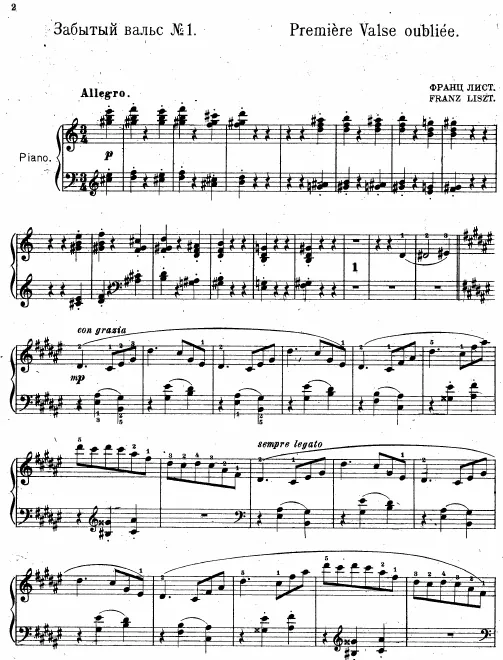 First page of Valses oubliées