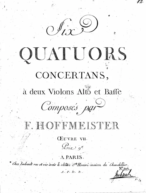 First page of 6 String Quartets