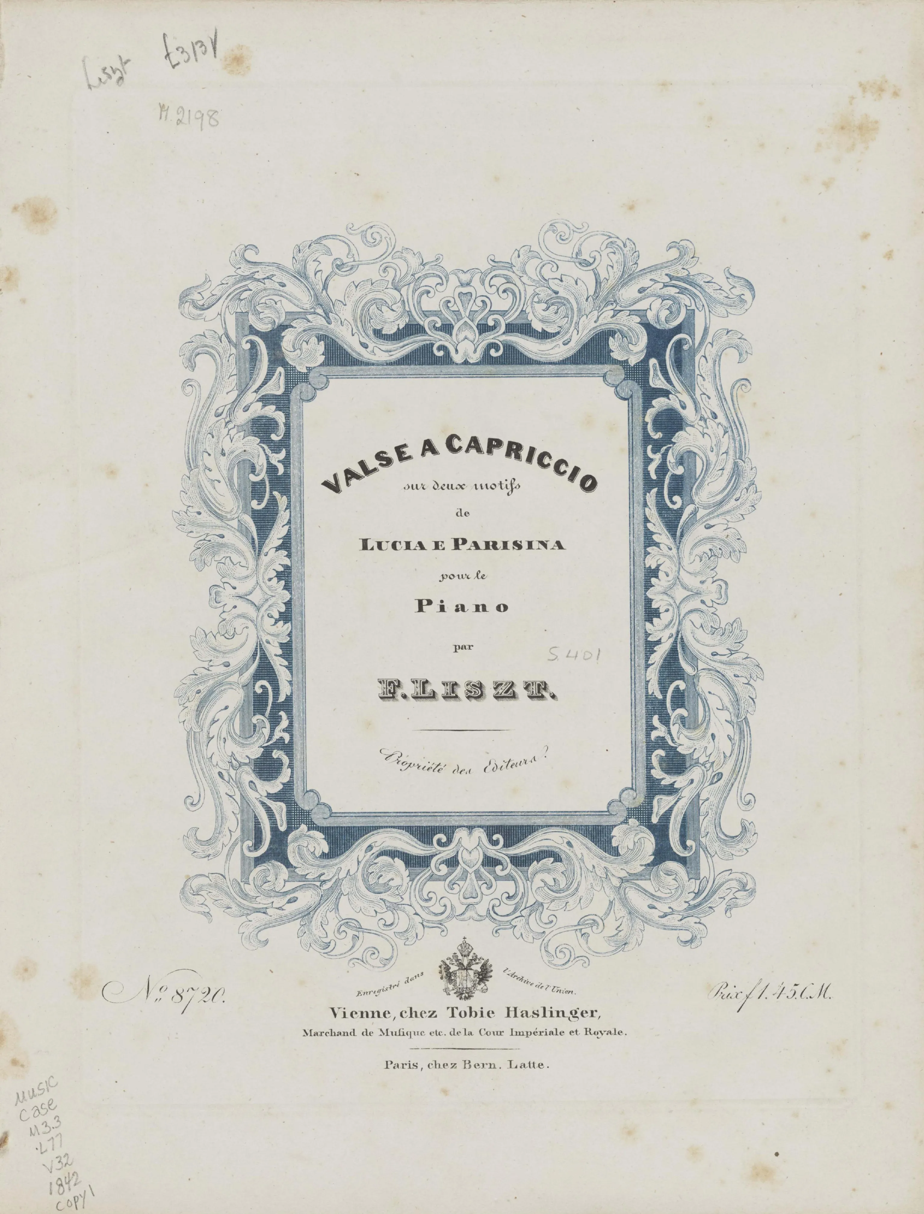 First page of Valse à capriccio sur deux motifs de Lucia et Parisina