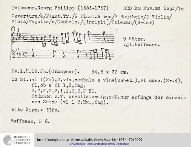 First page of Ouverture-Suite, TWV 55:B6