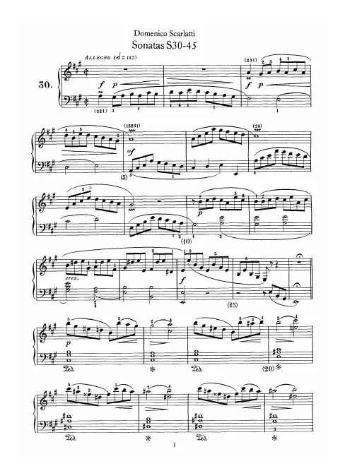 First page of Keyboard Sonata in A major