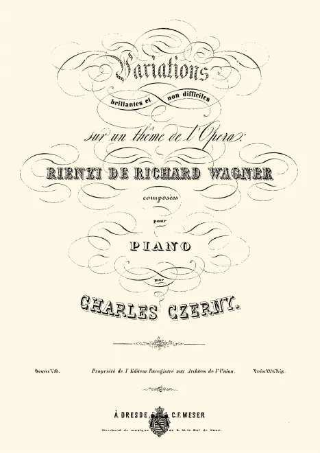 First page of Variations brillantes et non difficiles sur un thême de l'Opéra 'Rienzi' de Wagner
