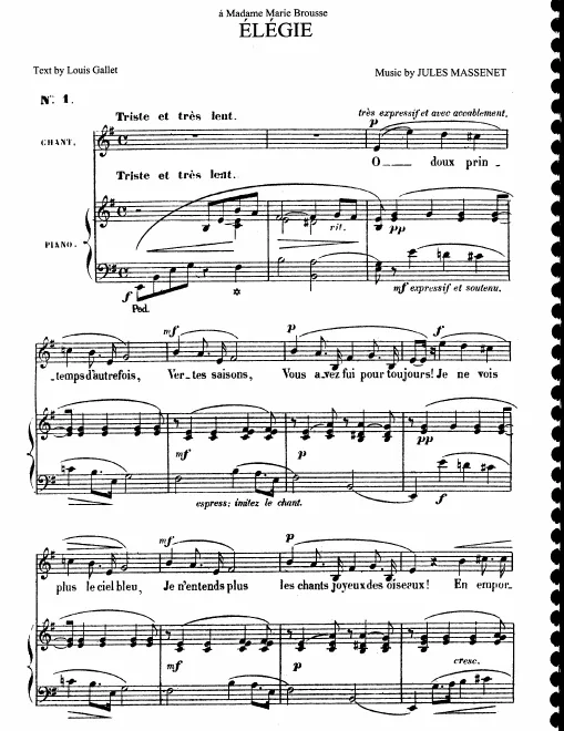 First page of Élégie