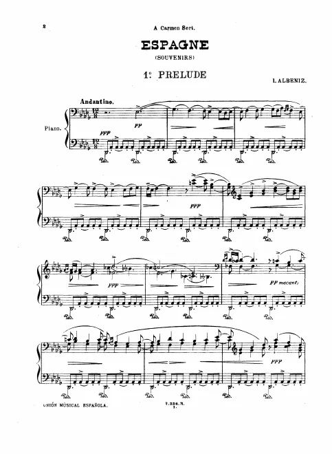 First page of Espagne (Souvenirs)