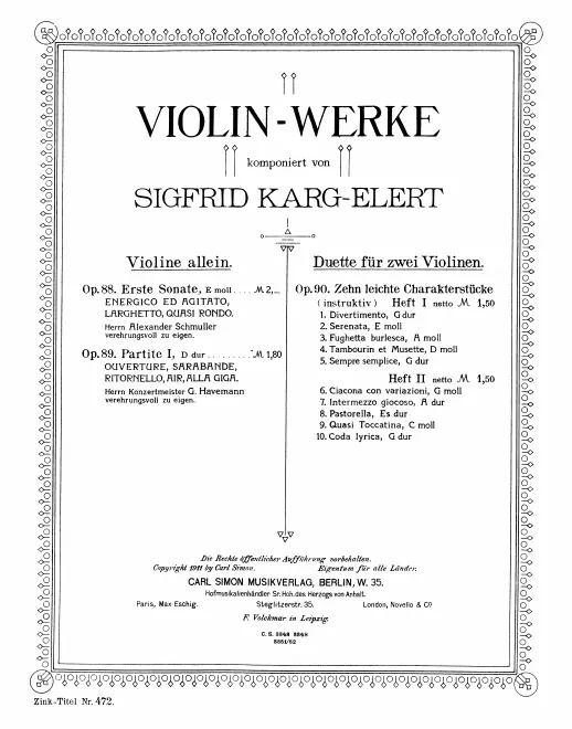 First page of Sonata No.1 for Solo Violin