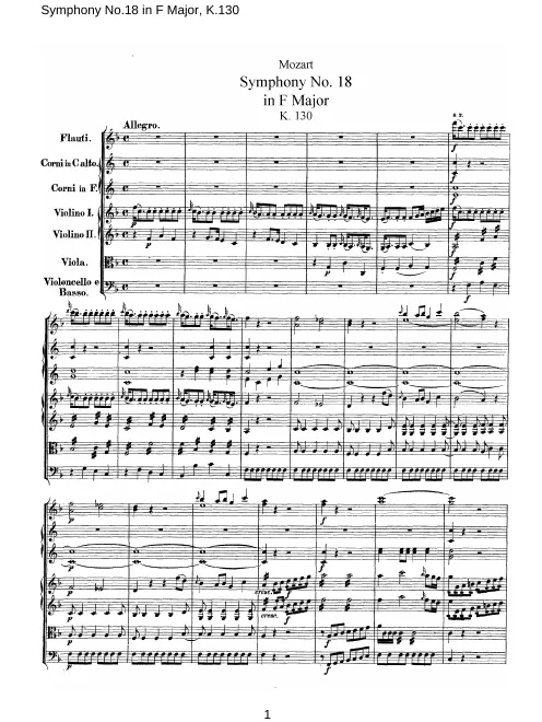 First page of Symphony No.18