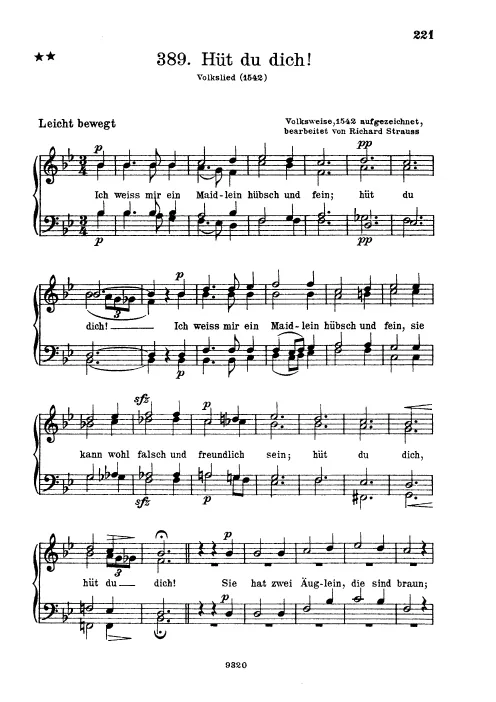 First page of 6 Volksliedbearbeitung