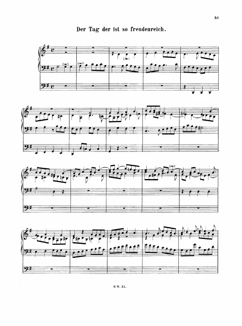 First page of Der Tag, der ist so freudenreich (à 2 claviers et pédale)