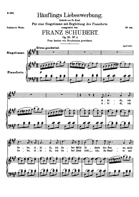 First page of Hänflings Liebeswerbung