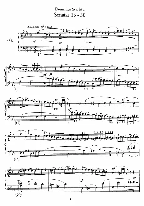 First page of Keyboard Sonata in E-flat major