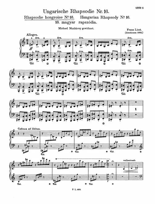 First page of Hungarian Rhapsody No.16