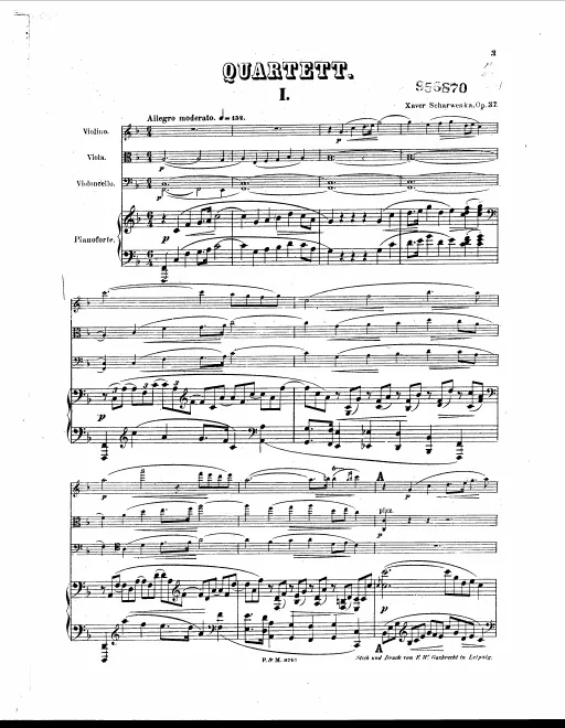 First page of Piano Quartet