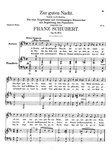 First page of Zur guten Nacht