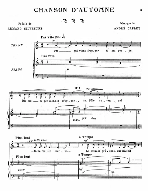 First page of Chanson d'automne
