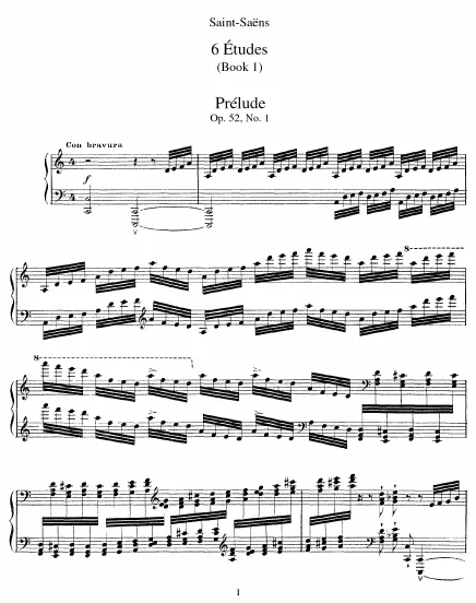 First page of Six Etudes pour piano
