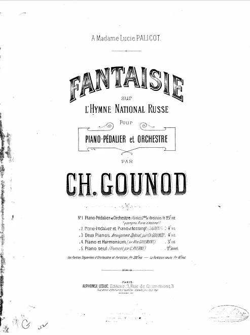 First page of Fantaisie sur l'hymne national Russe
