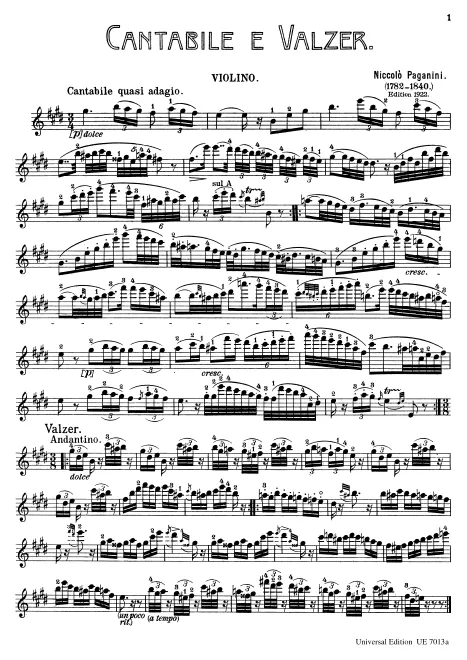 First page of Cantabile e valser