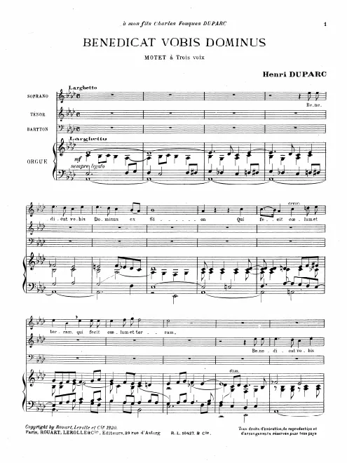 First page of Benedicat vobis Dominus