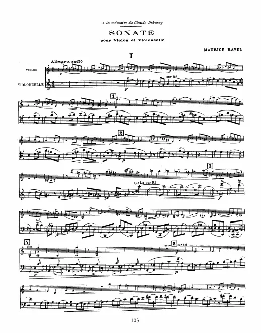 First page of Sonata for Violin and Cello