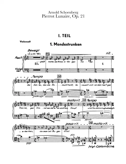 First page of Pierrot Lunaire