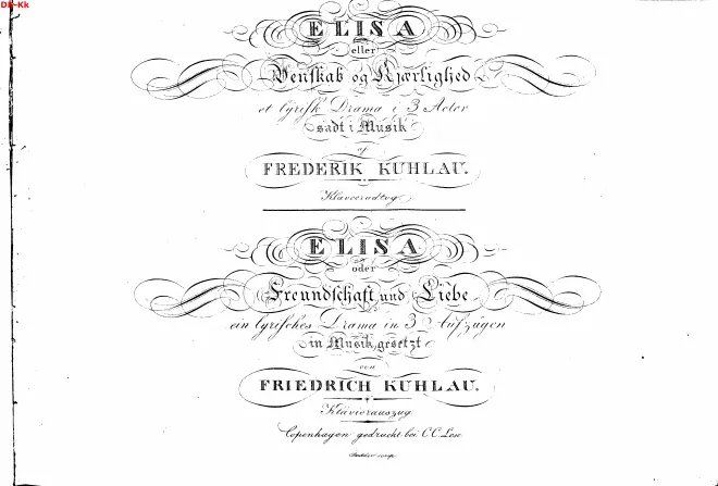First page of Elisa, eller Venskab og Kjærlighed
