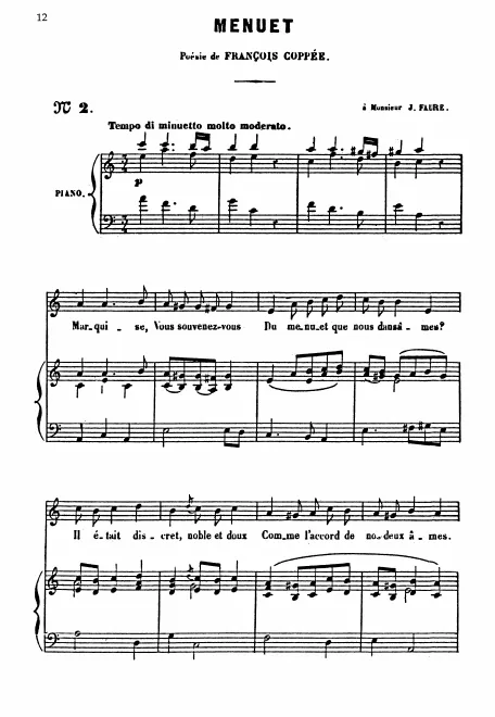 First page of Menuet