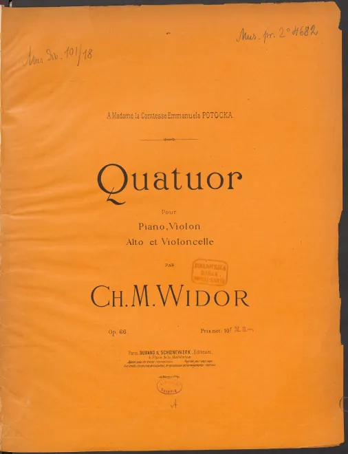 First page of Piano Quartet