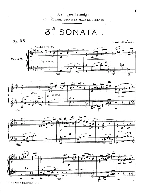 First page of Piano Sonata No.3 in A-flat