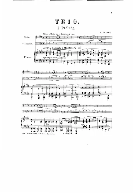 First page of Prelude, Aria et Final