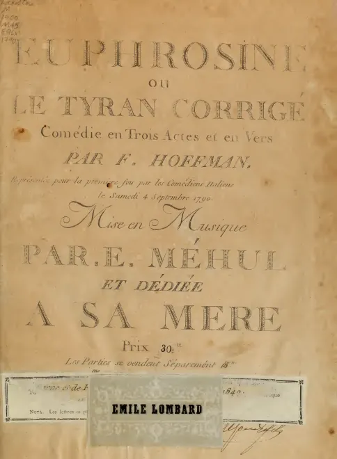 First page of Euphrosine, ou Le tyran corrigé