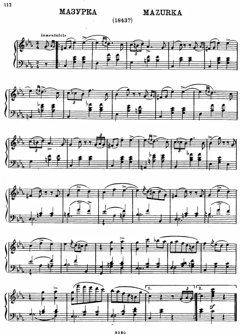 First page of Mazurka in C minor