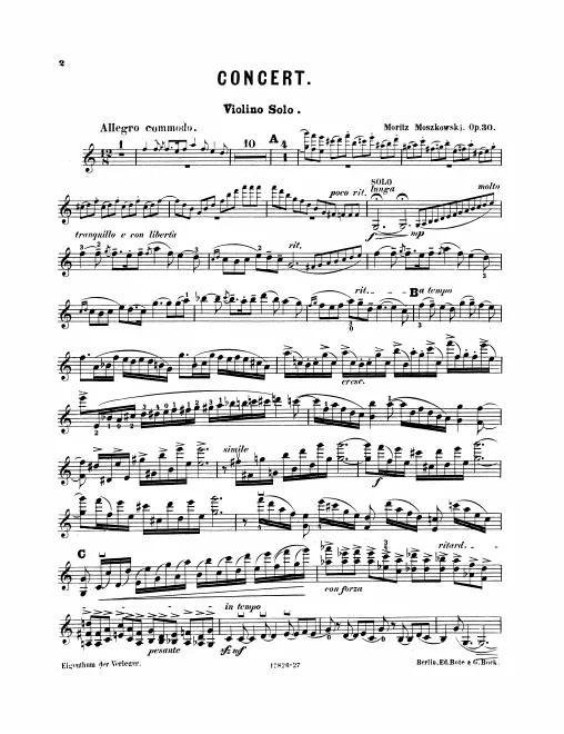 First page of Violin Concerto