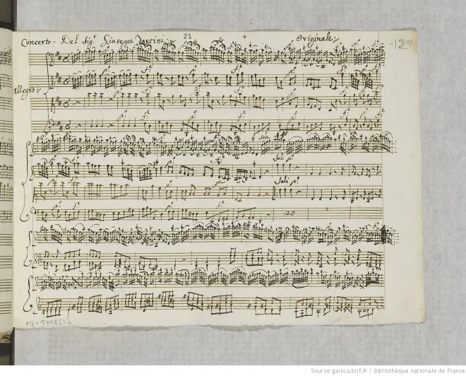 First page of Violin Concerto in D major