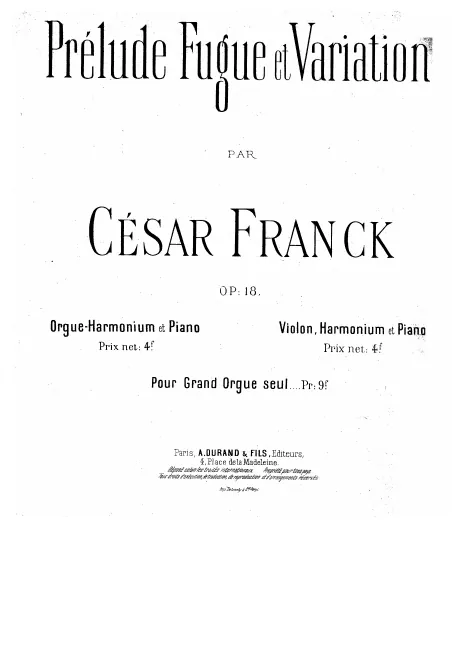 First page of Prélude, Fugue et Variation