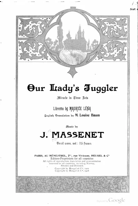 First page of Le jongleur de Notre-Dame