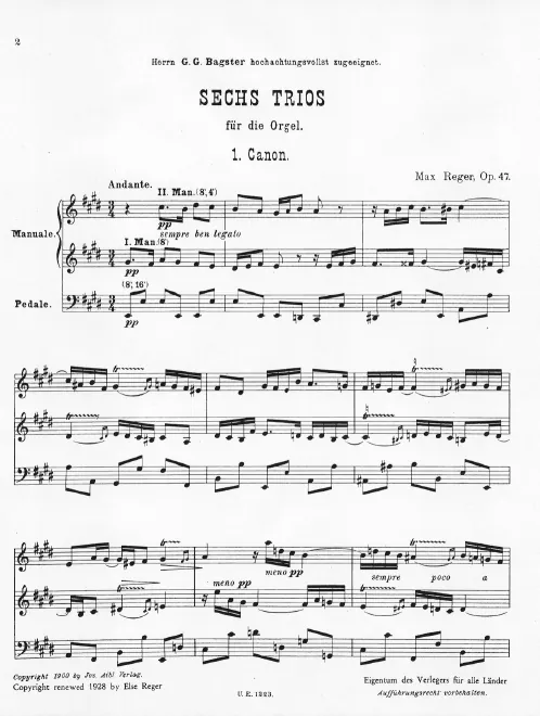 First page of Sechs Trios für die Orgel