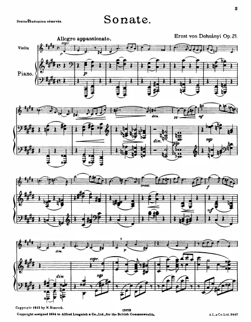 First page of Violin Sonata