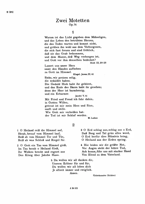 First page of 2 Motets