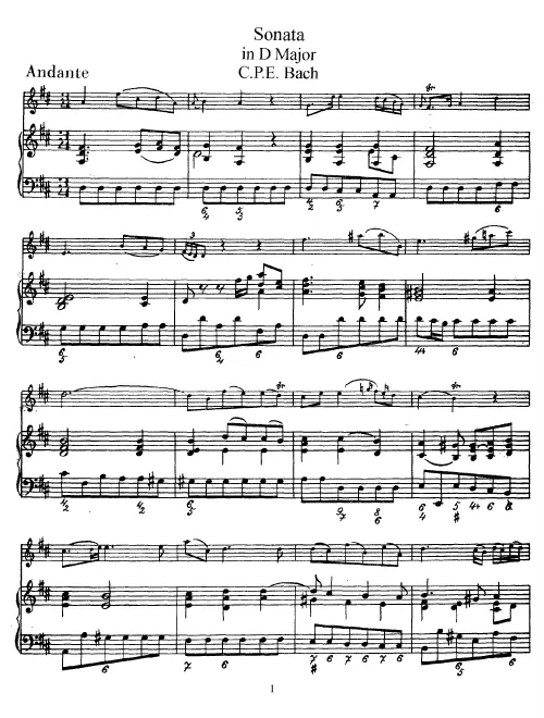 First page of Flute Sonata in D major