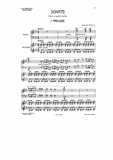 First page of Sonata for Piano Four Hands